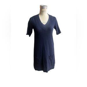 Wallace M navy blue cashmere angora wool blend dress